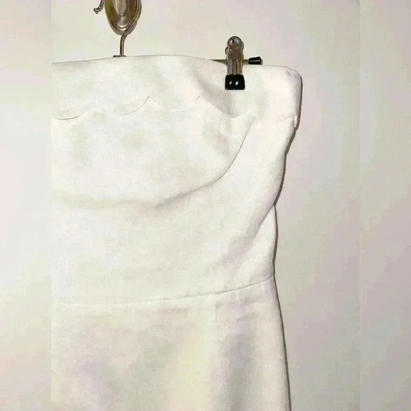 Reformation Isles White linen strapless mini dress, scallop edge, Worn Once - Picture 3 of 5
